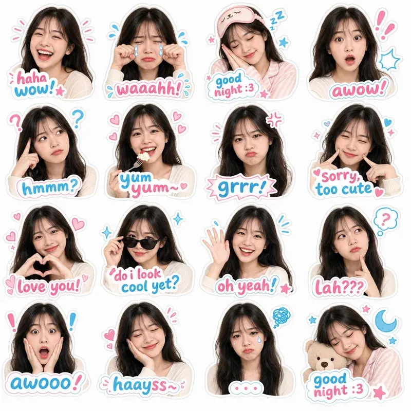 Zalo-style sticker grid preview